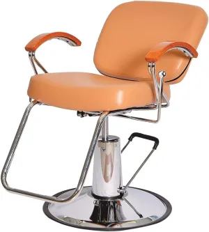 5946 Samantha All-Purpose Salon Chair, Made in USA, Reclining Back, Wide Seat, Classic Wooden Arms, Heavy-Duty Hydraulic Lift, Ideal for Styling, Shampooing, Waxing & Barber Services PIB-5946
