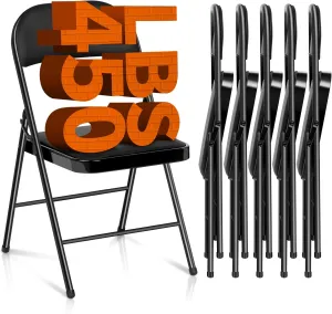 6 Pack Folding Chairs with Cushion – Padded Foam Seating Black Space-Saving Foldable Chairs for Indoor Outdoor Weddings, Parties, Backyard & Office Events (Black, 6 Pack)