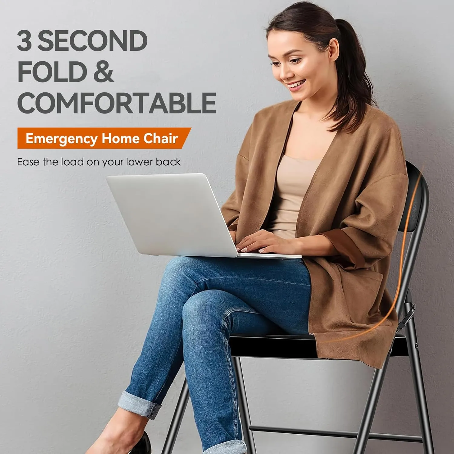 6 Pack Folding Chairs with Cushion – Padded Foam Seating Black Space-Saving Foldable Chairs for Indoor Outdoor Weddings, Parties, Backyard & Office Events (Black, 6 Pack)