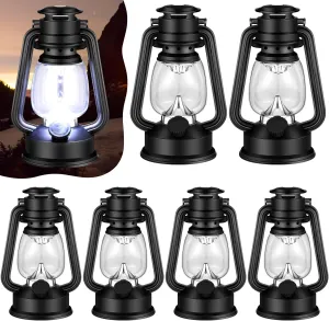 6 Pcs 9" LED Vintage Camping Lantern Decorative Outdoor Dimmer Switch Hanging Lanterns Ornaments Western Cowboy Party Decor for Patio Table Centerpiece Patio Garden Yard Pathway Porch