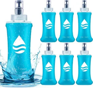 6 Pcs Soft Flask Folding Water Bottle Collapsible Drinking Water Bags Running Soft Folding Hydration Flask for Running Hiking Cycling Climbing Outdoor Sports(8.5 oz / 250 ml)