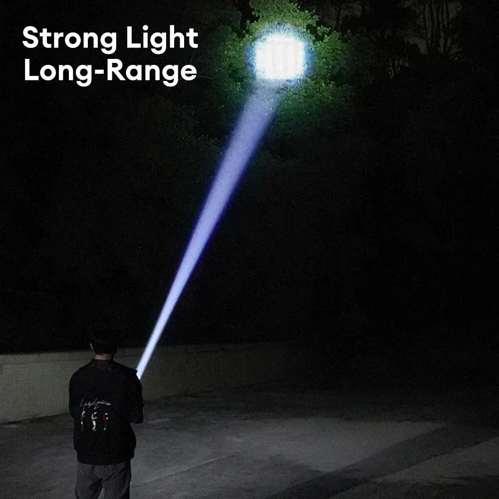 60000lm Mini Zoom Flashlight With COB Side Light High Brightness Long-range Lantern Lock Buckle Design Variable Focus Torch