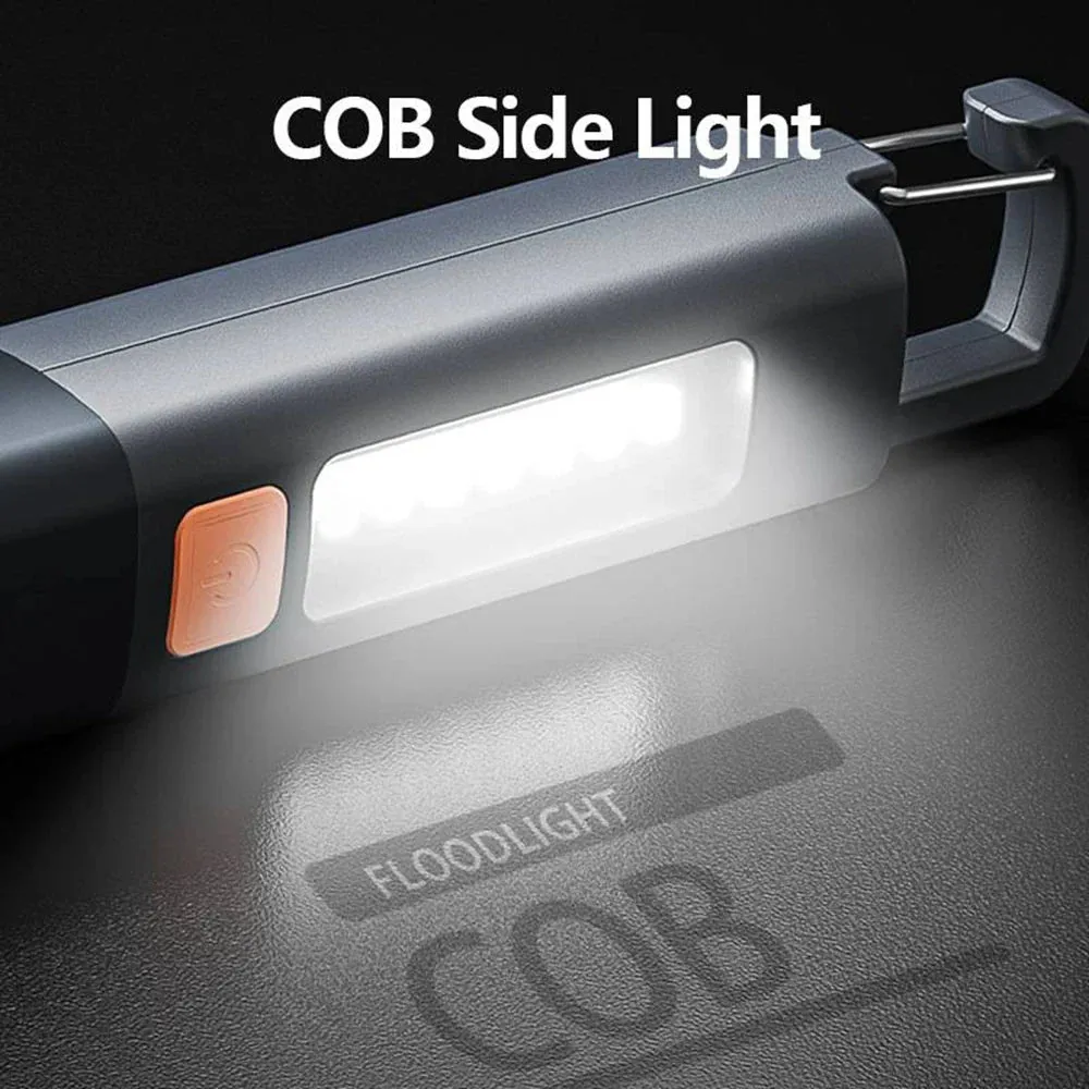 60000lm Mini Zoom Flashlight With COB Side Light High Brightness Long-range Lantern Lock Buckle Design Variable Focus Torch