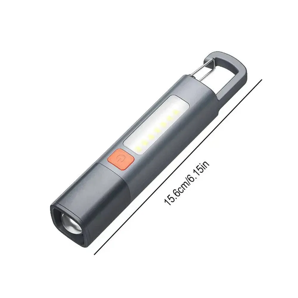 60000lm Mini Zoom Flashlight With COB Side Light High Brightness Long-range Lantern Lock Buckle Design Variable Focus Torch