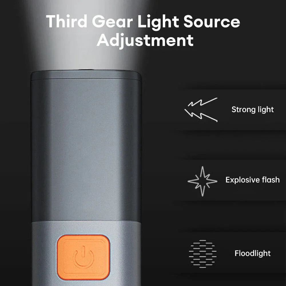 60000lm Mini Zoom Flashlight With COB Side Light High Brightness Long-range Lantern Lock Buckle Design Variable Focus Torch