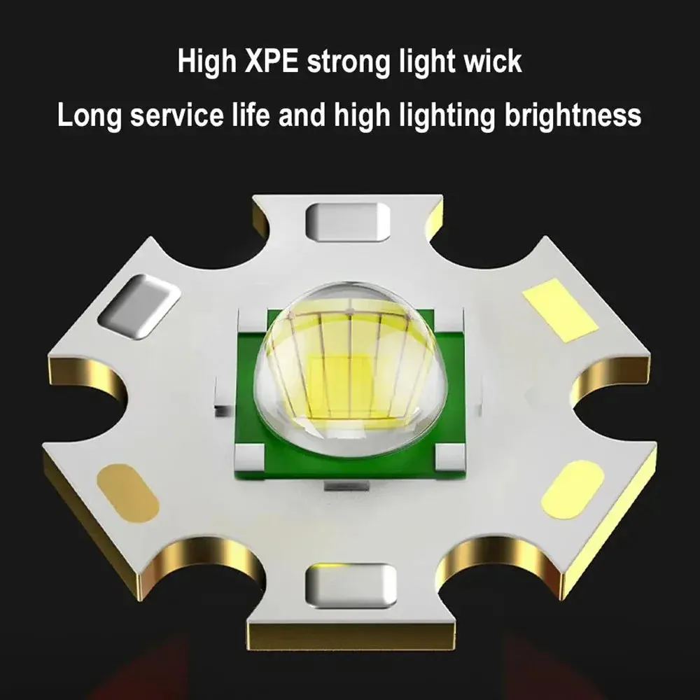 60000lm Mini Zoom Flashlight With COB Side Light High Brightness Long-range Lantern Lock Buckle Design Variable Focus Torch