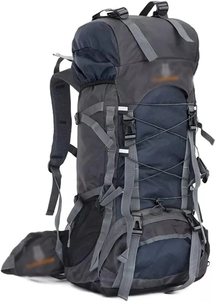 60L Camping Hiking Backpack Mountaineering Bag Large Capacity Men's Backpack Outdoor Hiking Bag(E)