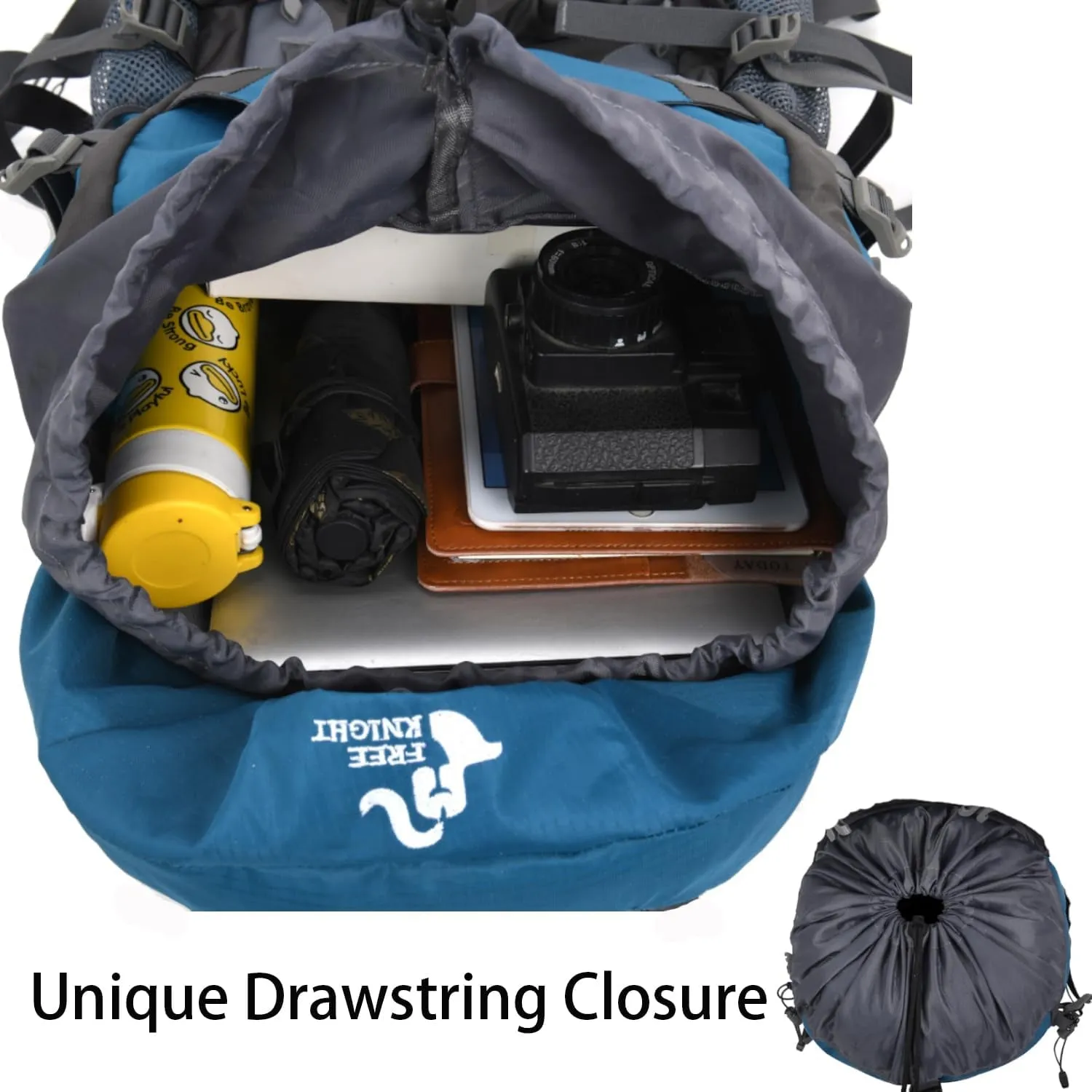 60L Hiking Camping Backpack with Rain Cover, Waterproof Large Capacity Outdoor Sport Travel Daypack Climbing Touring (Gray)