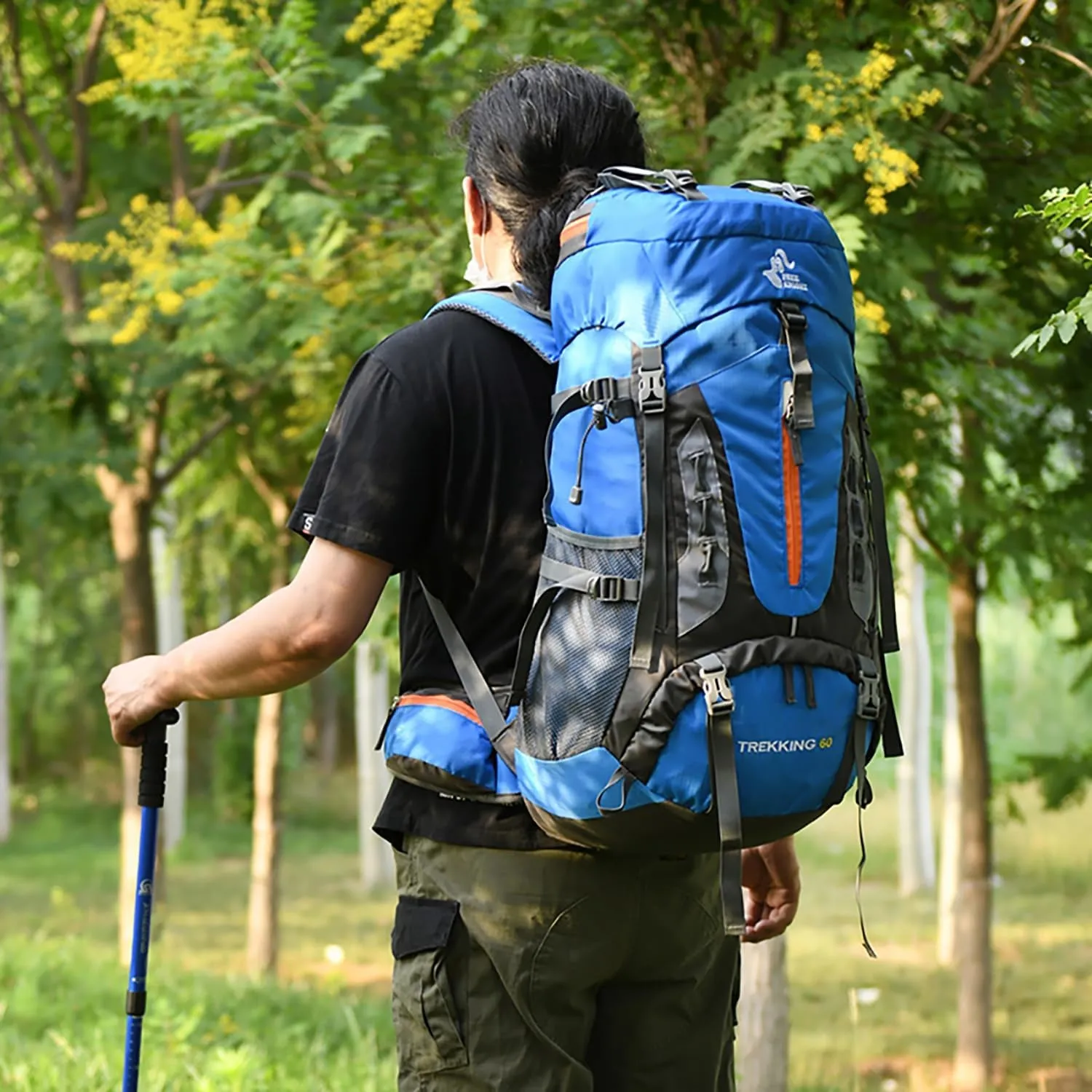60L Hiking Camping Backpack with Rain Cover, Waterproof Large Capacity Outdoor Sport Travel Daypack Climbing Touring (Gray)