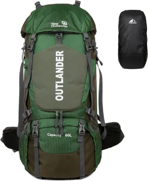 60L Hiking Camping Backpack with Rain Cover, Waterproof Large Capacity Outdoor Sport Travel Daypack Climbing Touring