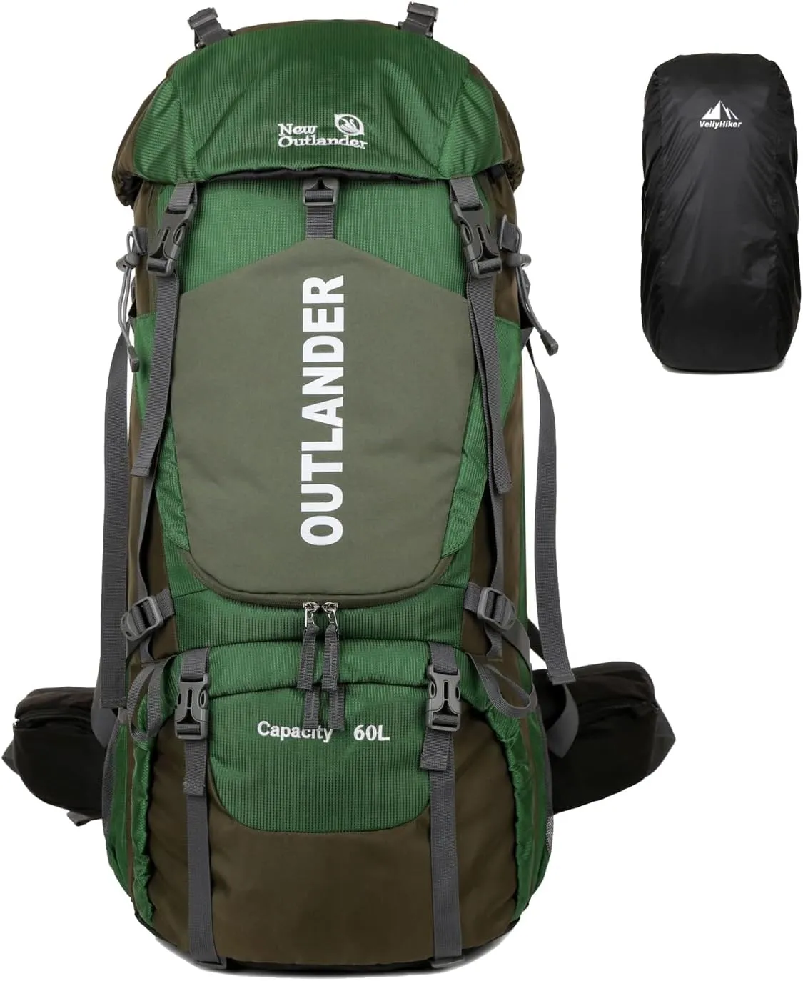60L Hiking Camping Backpack with Rain Cover, Waterproof Large Capacity Outdoor Sport Travel Daypack Climbing Touring
