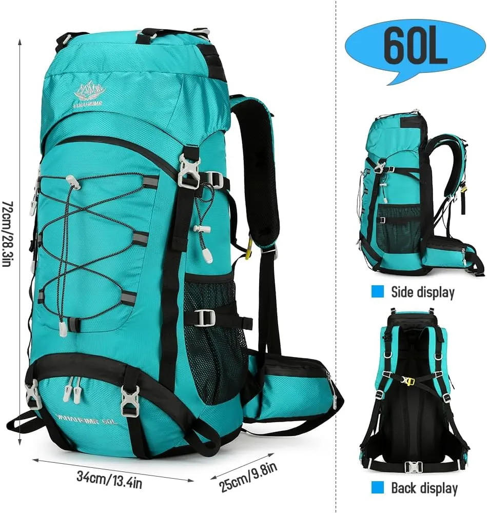 60L Large acity Camping Backpack Waterproof Backpacking Mountaineering Backpack for Hiking Travel