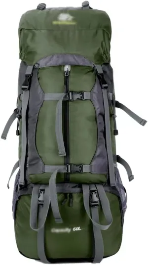 60L Outdoor Mountaineering Bag Hiking Backpack Sports Bag Mountaineering Rucksack(E)