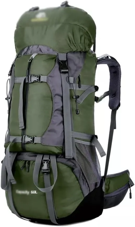 60L Outdoor Mountaineering Bag Hiking Backpack Sports Bag Mountaineering Rucksack(E)