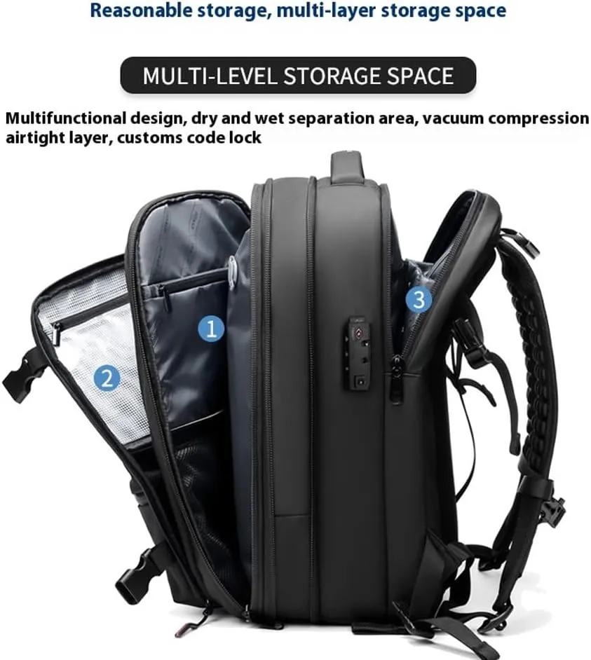 60l Vacuum Backpack Expandable Waterproof Business Air Vacuum Compression Backpack Travel with Pump Lock(Green,with Pump)