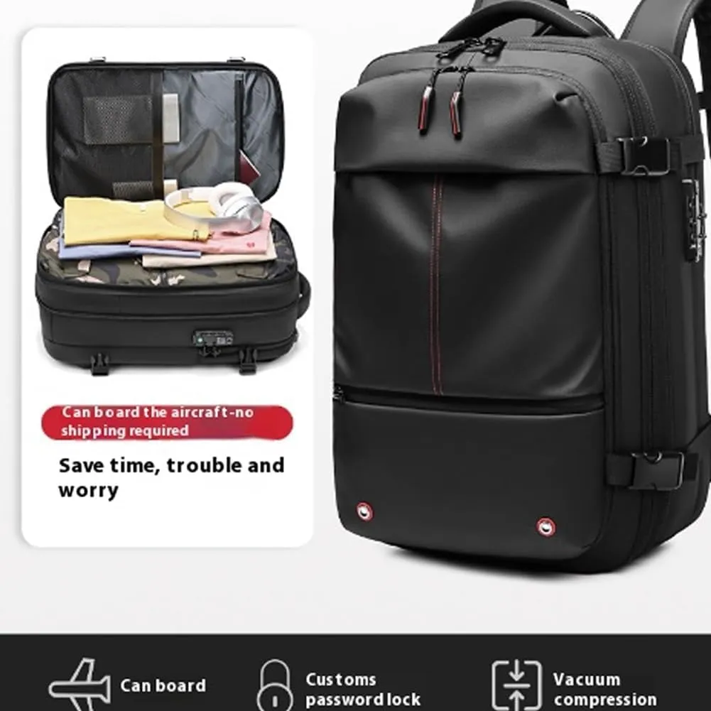 60l Vacuum Backpack Expandable Waterproof Business Air Vacuum Compression Backpack Travel with Pump Lock(Green,with Pump)