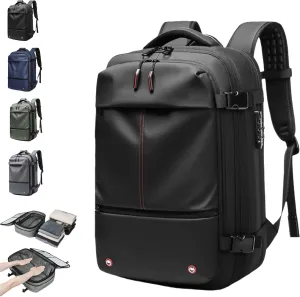 60L Voyage Vac Backpack,Expandable Vacuum Seal Travel Backpack Tsa Lock,Waterproof Anti Theft Vacuum Compression Backpacks (Black-with Air Pump)