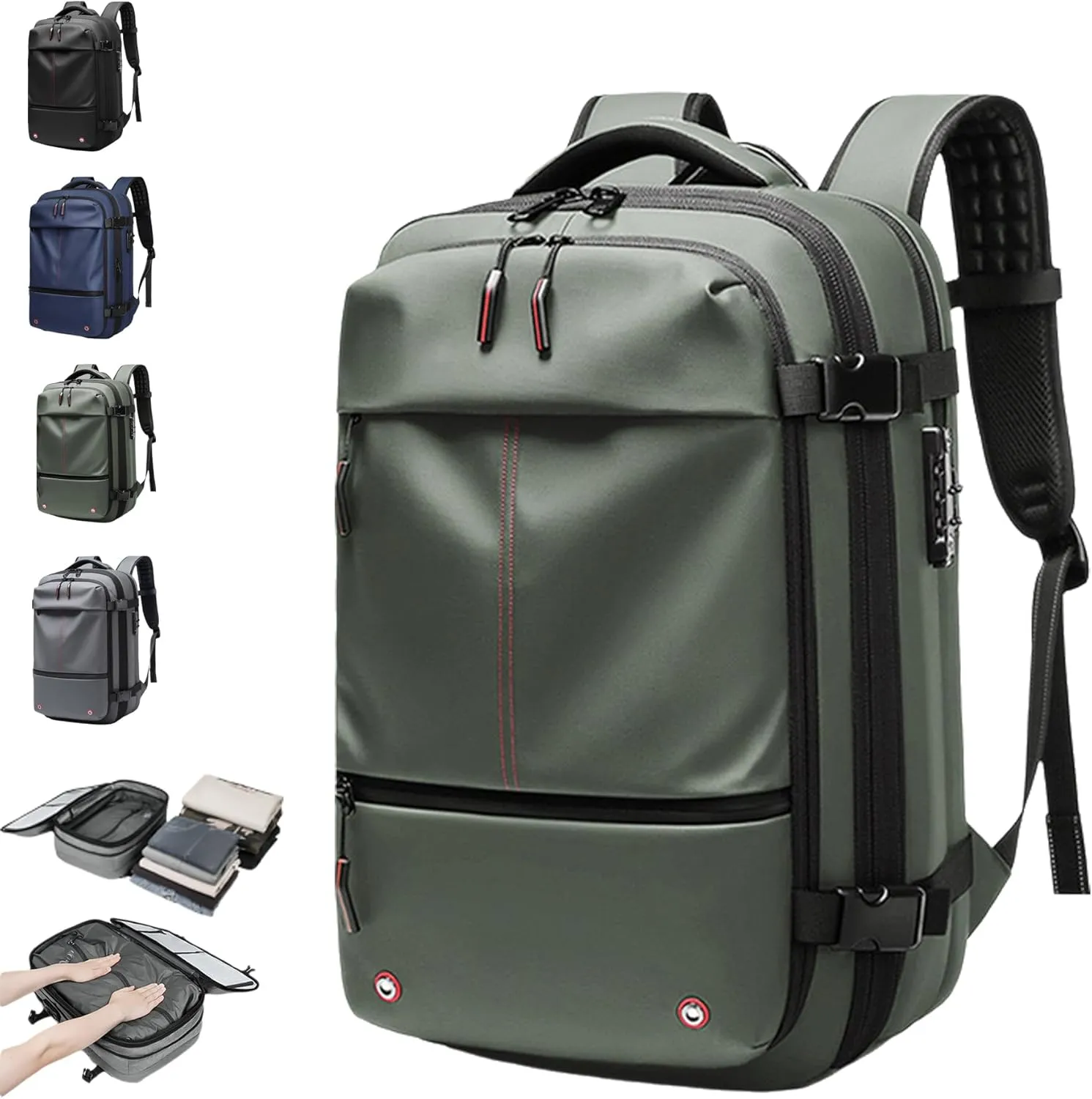 60L Voyage Vac Backpack,Expandable Vacuum Seal Travel Backpack Tsa Lock,Waterproof Anti Theft Vacuum Compression Backpacks (Green)