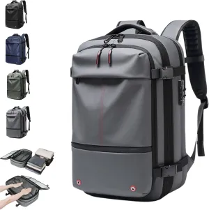 60L Voyage Vac Backpack,Expandable Vacuum Seal Travel Backpack Tsa Lock,Waterproof Anti Theft Vacuum Compression Backpacks (Grey-with Air Pump)