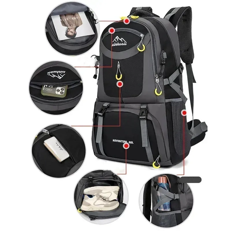 60L Waterproof Hiking Backpack with Durable Construction