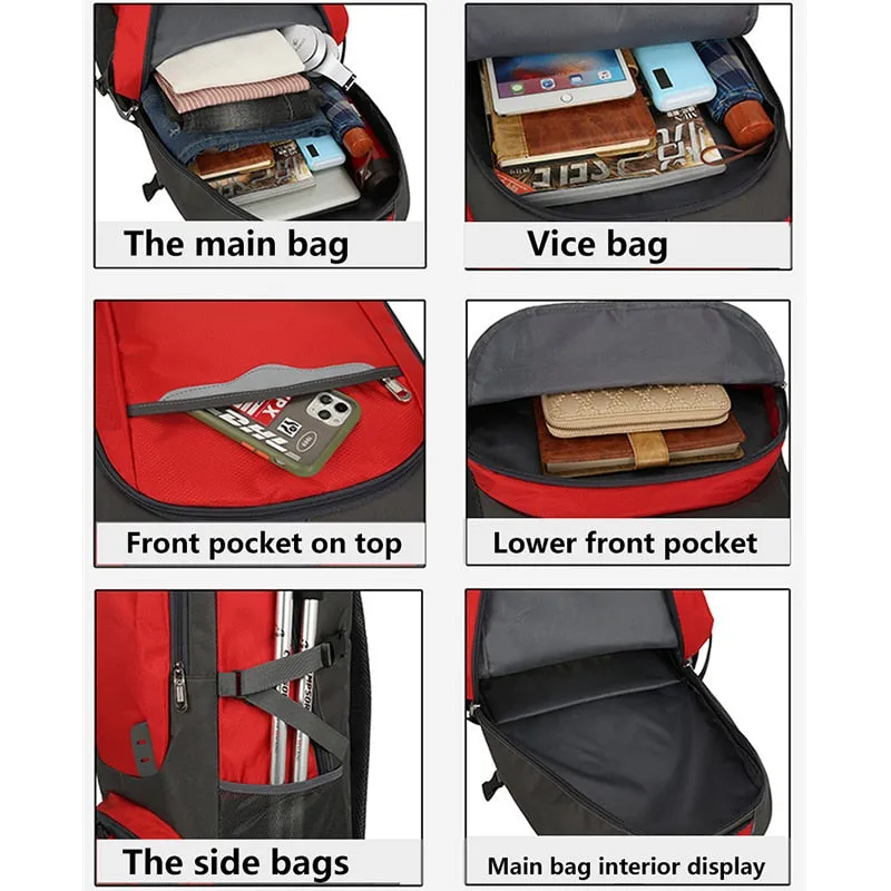 60L Waterproof Polyester  Travel Backpack
