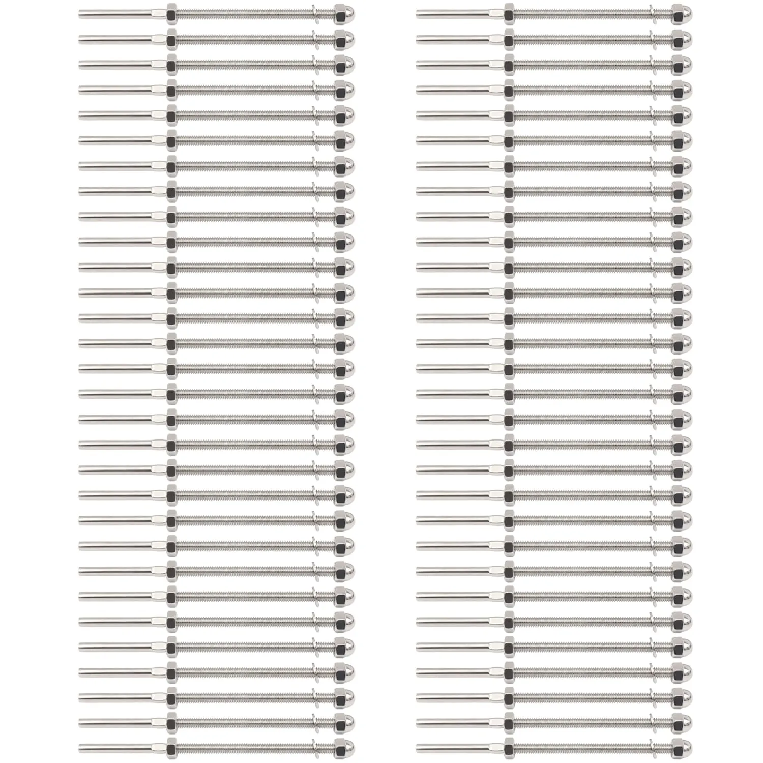 60Pcs 1/8 Cable Railing Hardware System Kit, Swage Threaded Stud Tensioner Length 6" for 4x4 2x2 Wood Metal Post for Stair Deck Railing, End Fitting Terminal T316 Stainless Steel