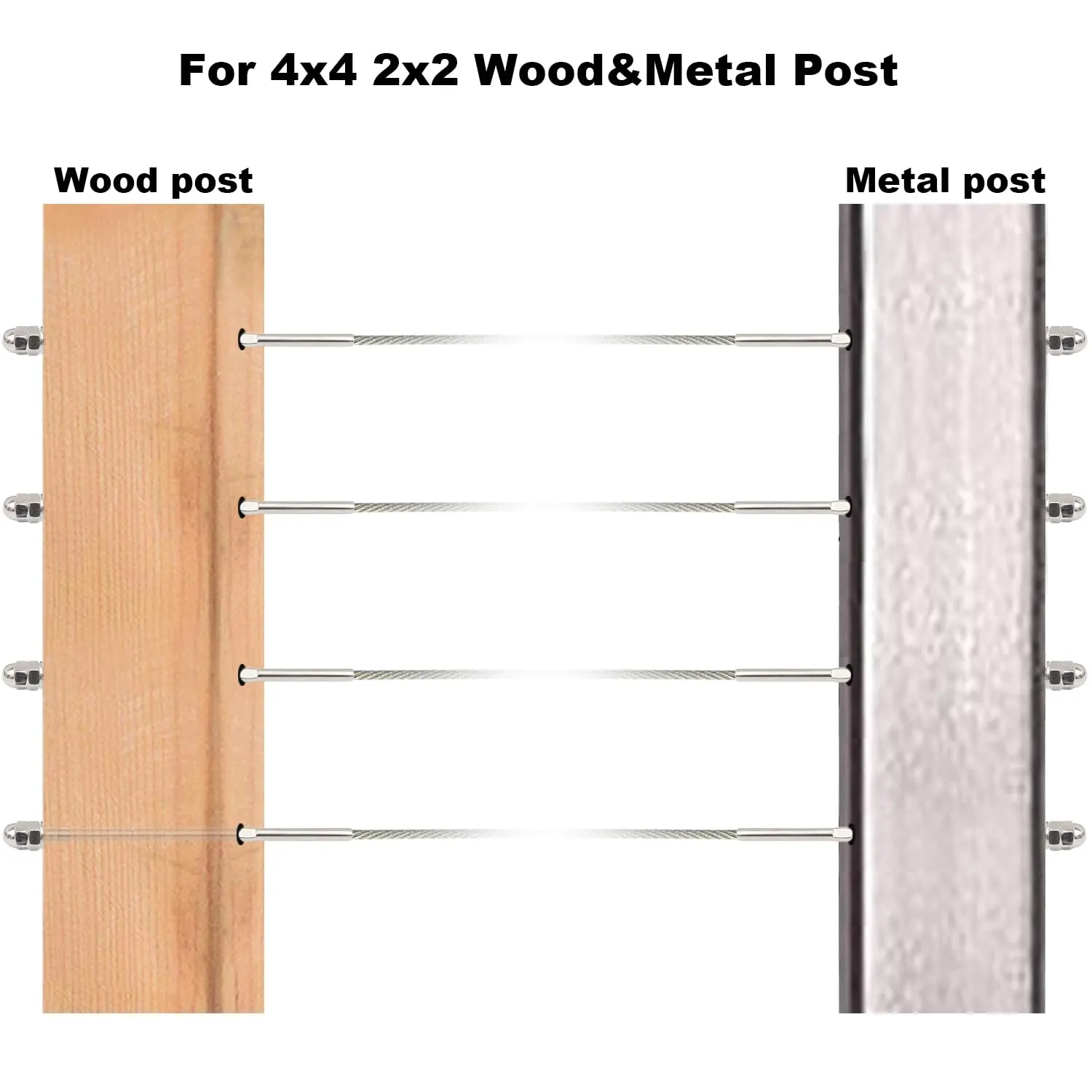 60Pcs 1/8 Cable Railing Hardware System Kit, Swage Threaded Stud Tensioner Length 6" for 4x4 2x2 Wood Metal Post for Stair Deck Railing, End Fitting Terminal T316 Stainless Steel