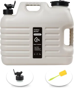 6.4 Gallon(24L) Portable Water Containers with Spigot, BPA Free Water Jug, Beige Water Tank, Multifunction Water Storage Containers for Camping Outdoor Hiking,Emergency Stroage