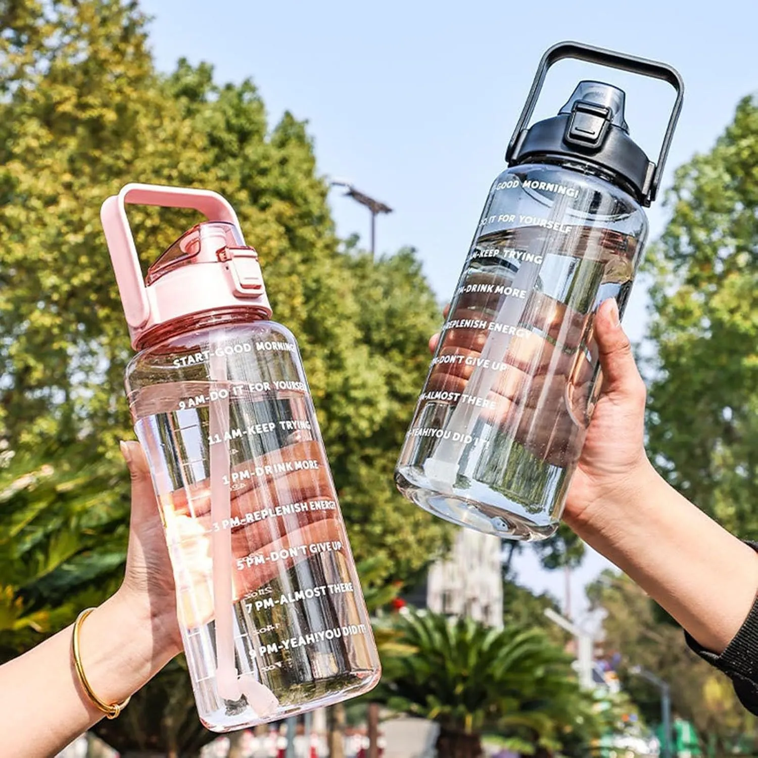 64 Ozwater Bottle with Motivational Time Markers and Handle,BPA-Free Leak Proof Plastic Water Bottles with Straw,Large Water Jug,Large Water Bottle for Outdoor Workout Gym Sports Fitness
