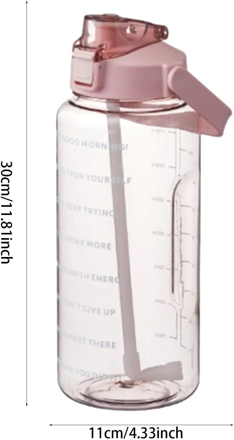 64 Ozwater Bottle with Motivational Time Markers and Handle,BPA-Free Leak Proof Plastic Water Bottles with Straw,Large Water Jug,Large Water Bottle for Outdoor Workout Gym Sports Fitness