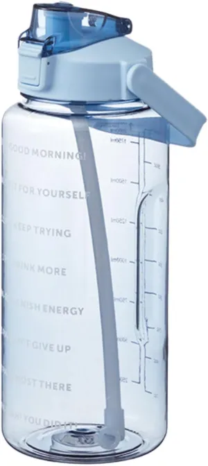 64 Ozwater Bottles with Handle and Motivational Time Markers,Leak Proof BPA Free Plastic Water Bottle with Straw,Large Water Jug,Half Gallon Water Bottle for Workout Fitness Outdoor Gym Sports
