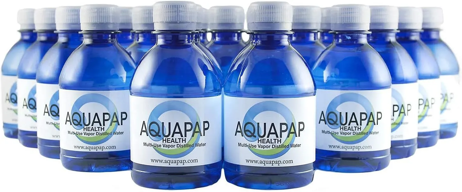8 ounce 24 pack Vapor Distilled CPAP Water | 1-2 nights per bottle | For use with Resmed and Respironics Machines