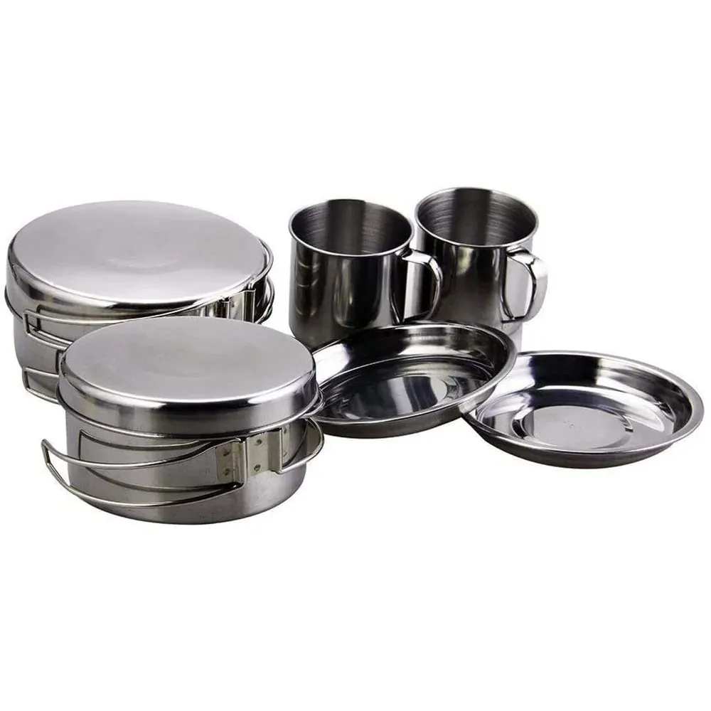 8 Pcs Camping Cookware Set - Portable Kitchen Picnic Tableware for Outdoor Cooking