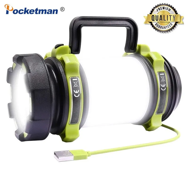 8000 Lumen 100W Long Use，USB Rechargeable LED Torch Camping Lantern Water Resistant Outdoor Search Flashlight for Fish Hunt
