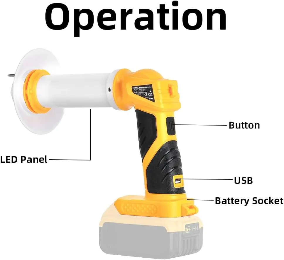 800LM Lantern Compatible with Dewalt 20V Max Batteries Outdoor Portable Camping Lantern with Hook USB Output Emergency Light Perfect for Camping Hiking and Outdoor Activities(NO Battery)