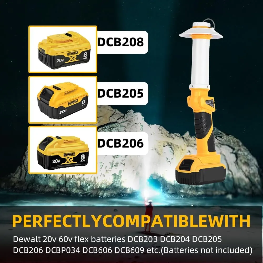 800LM Lantern Compatible with Dewalt 20V Max Batteries Outdoor Portable Camping Lantern with Hook USB Output Emergency Light Perfect for Camping Hiking and Outdoor Activities(NO Battery)