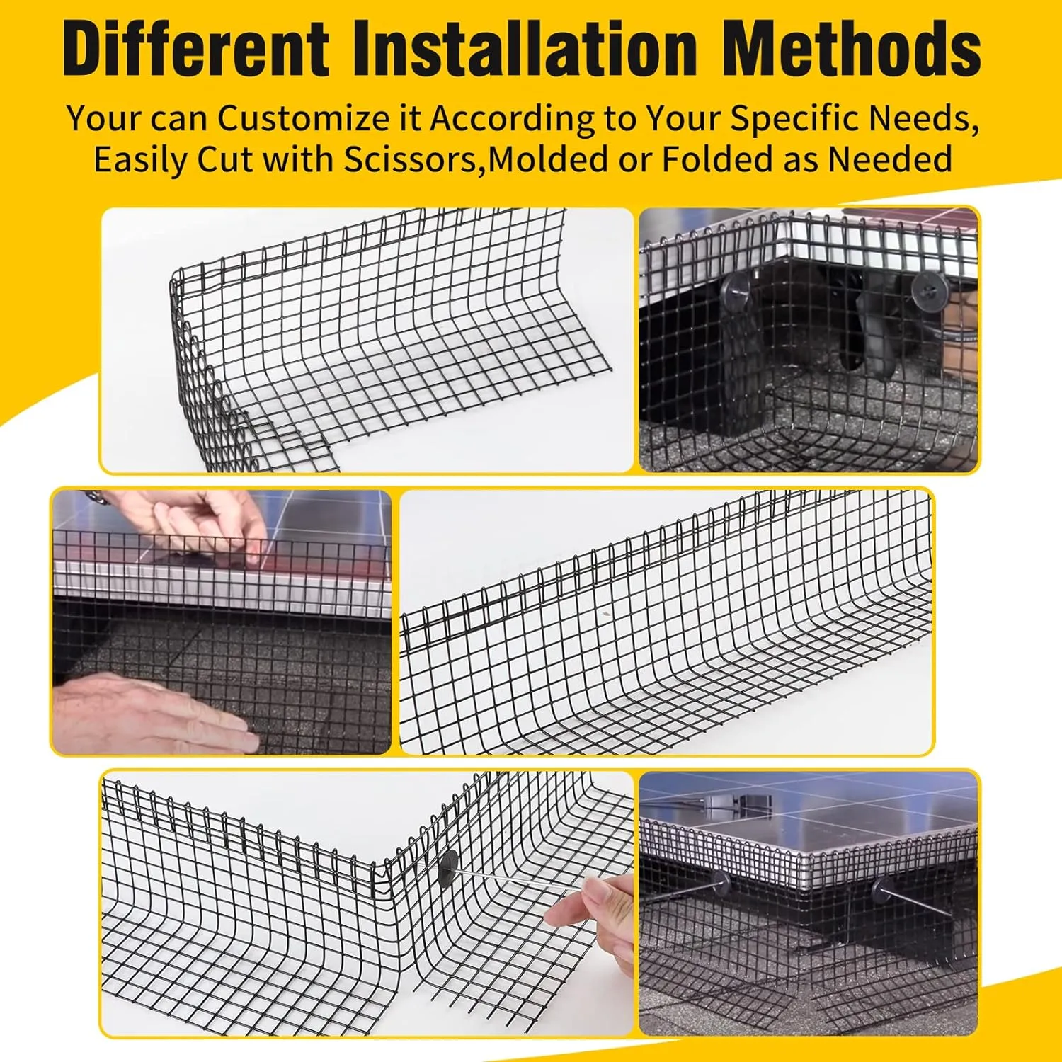 8in X 100ft Solar Panel Bird Guard,Solar Panel roof Protection net 1/2inch Mesh PVC Black Vinyl Coated Galvanized net 70 Fastener ClipsUsed for Bird,Animal Control