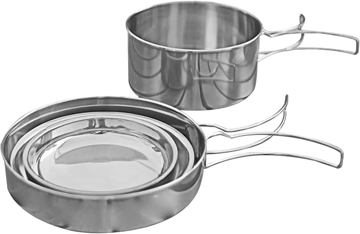 8Pcs Camping Pots and Pans Set Camping Cookware Mess Kit Lightweight Portable Backpacking Gear Tableware for Family Cooking