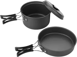8Pcs/Set Camping Cookware Mess Kit, Aluminum Alloy High Temperature Resisting Camping Cookware Set, Lightweight Good Heat Insulation Effect Hiking Cookware, for Camping, Hiking