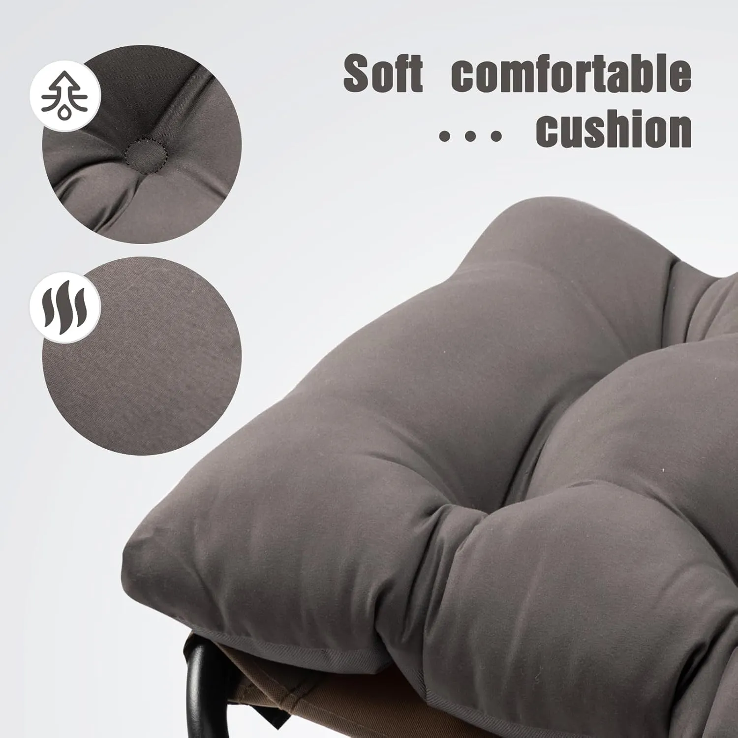 AbocoFur 15"(H) Folding Footrest Stool, Accent Padded Sofa Foot Stool for Lazy Chair, Upholstered Small Foldable Ottoman, Metal Frame Portable Foot Rest Ottoman for Living Room, Bedroom, Dark Grey