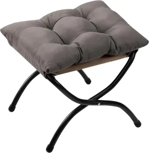 AbocoFur 15"(H) Folding Footrest Stool, Accent Padded Sofa Foot Stool for Lazy Chair, Upholstered Small Foldable Ottoman, Metal Frame Portable Foot Rest Ottoman for Living Room, Bedroom, Dark Grey