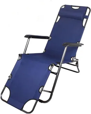 Adjustable Reclining Chair with Pillow, Foldable Deck Chair for Camping, Garden, Beach, Pool, and Outdoor Use