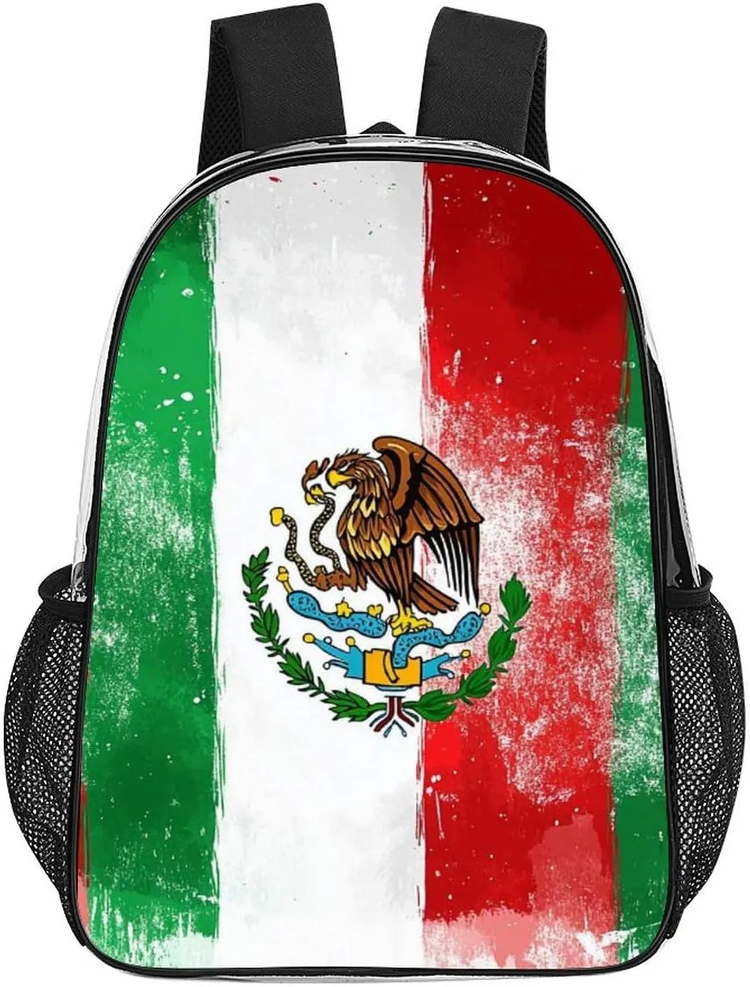 Adults Lightweight Cool Mexican Flag Rucksacks Large Capacity Bookbag Transparent Bag for Trekking Outdoors Bicycle