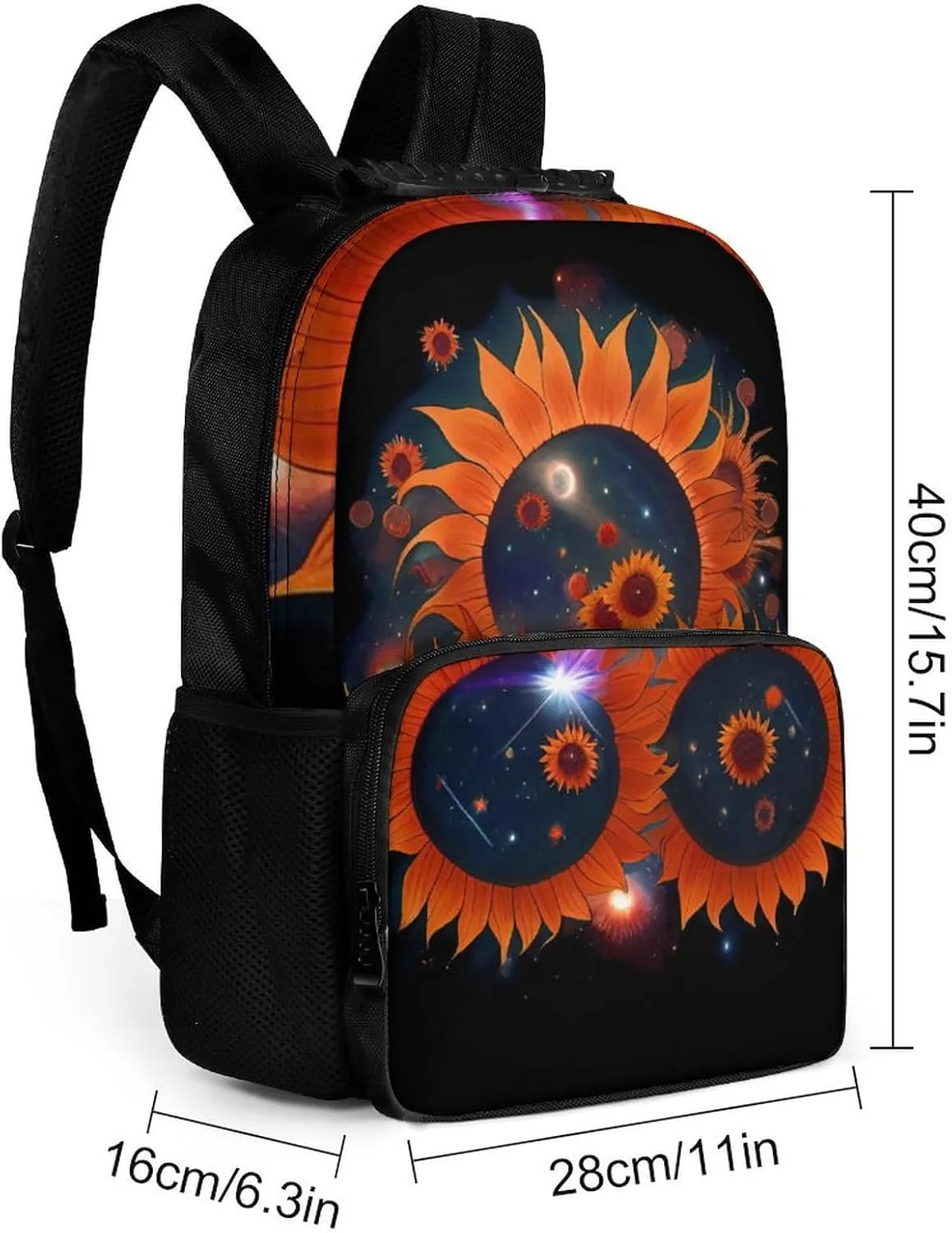 Adults Lightweight Space Sunflowers Art Shoulder Book Bags Big Capacity Shoulder Bag With Adjustable Shoulder Straps for Trekking Work Walking Cycling
