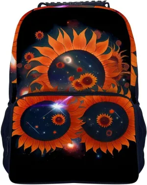 Adults Lightweight Space Sunflowers Art Shoulder Book Bags Big Capacity Shoulder Bag With Adjustable Shoulder Straps for Trekking Work Walking Cycling