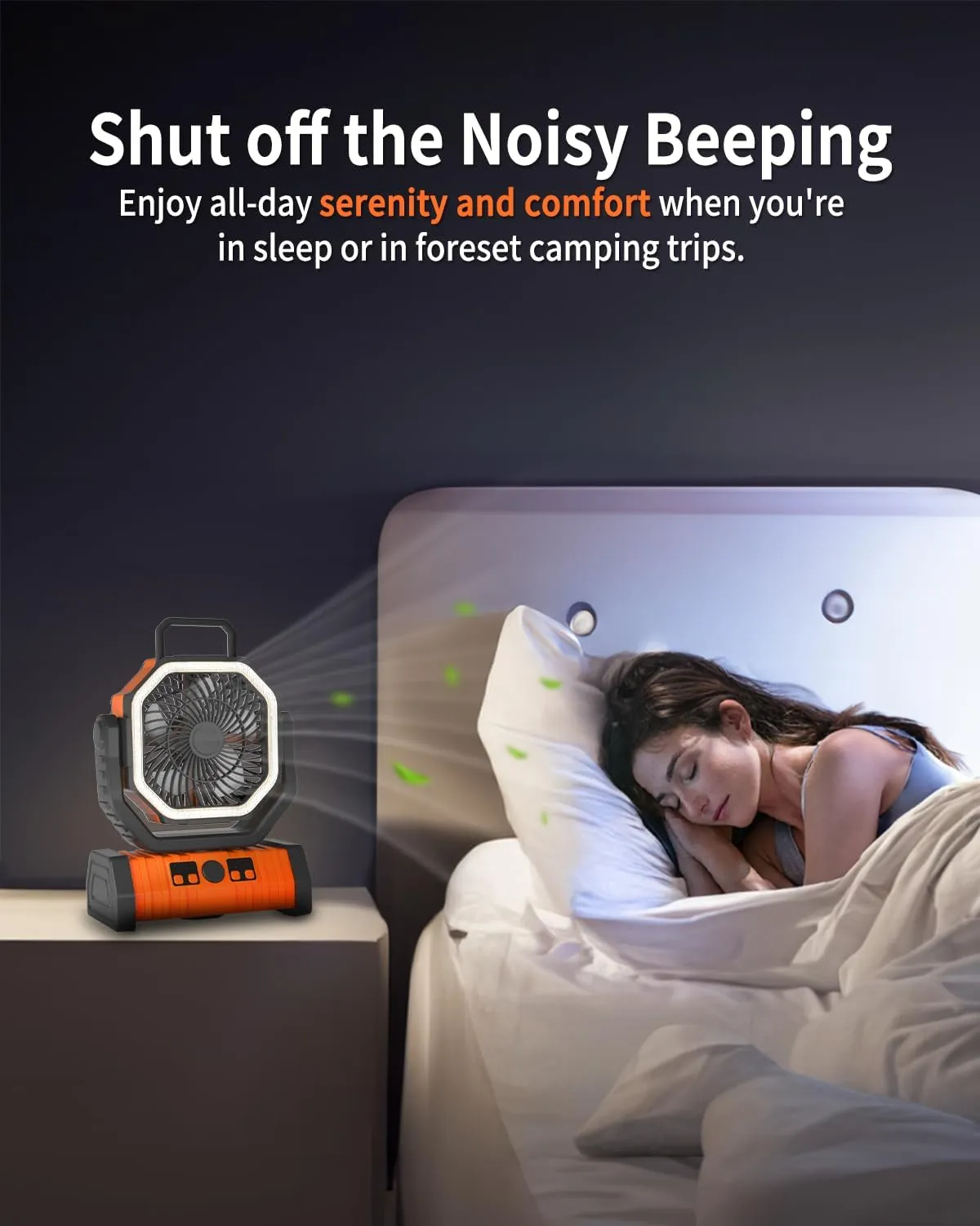 ADUST Camping Battery Operated Powered Fan with LED Lantern Light 20000mAh Rechargeable Portable Oscillating Fan with 360° Rotation Hanging Hook for Tents, Cordless USB Desk Fan(Orange)