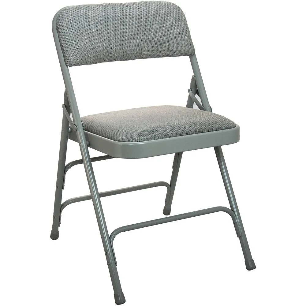 Advantage Grey Padded Metal Folding Chair - Grey 1-in Fabric Seat - Flash Furniture
