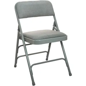 Advantage Grey Padded Metal Folding Chair - Grey 1-in Fabric Seat - Flash Furniture
