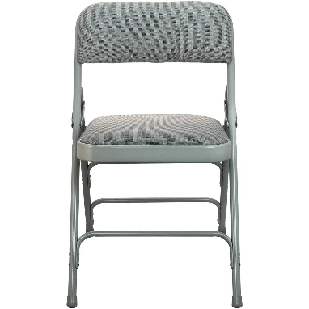 Advantage Grey Padded Metal Folding Chair - Grey 1-in Fabric Seat - Flash Furniture