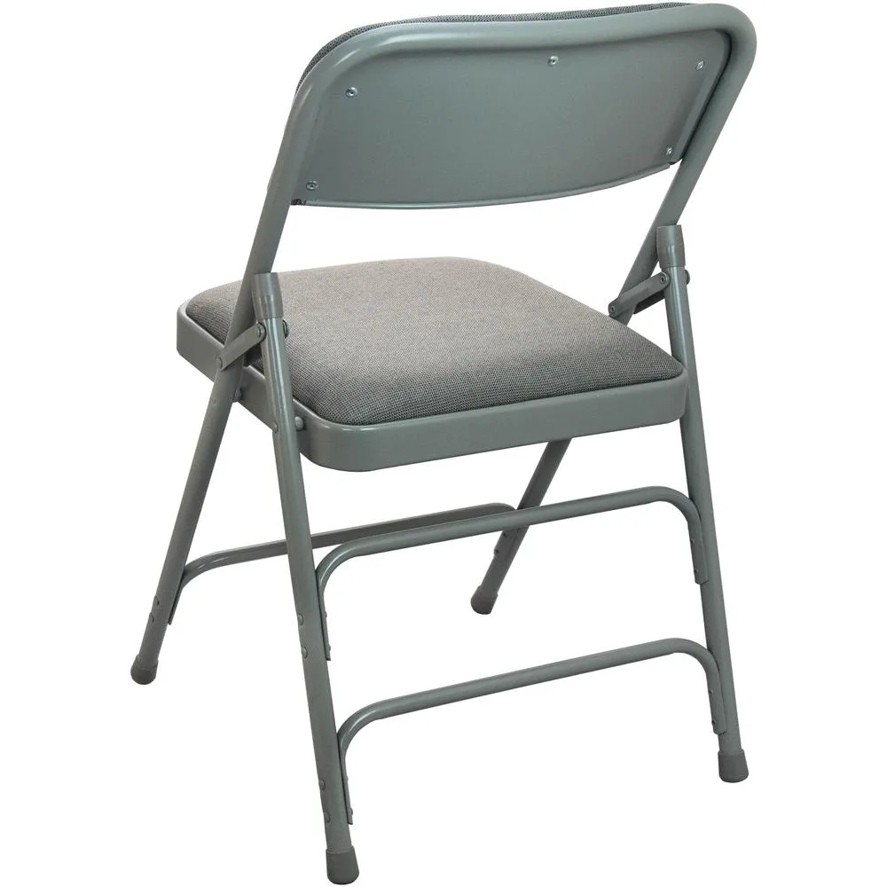 Advantage Grey Padded Metal Folding Chair - Grey 1-in Fabric Seat - Flash Furniture
